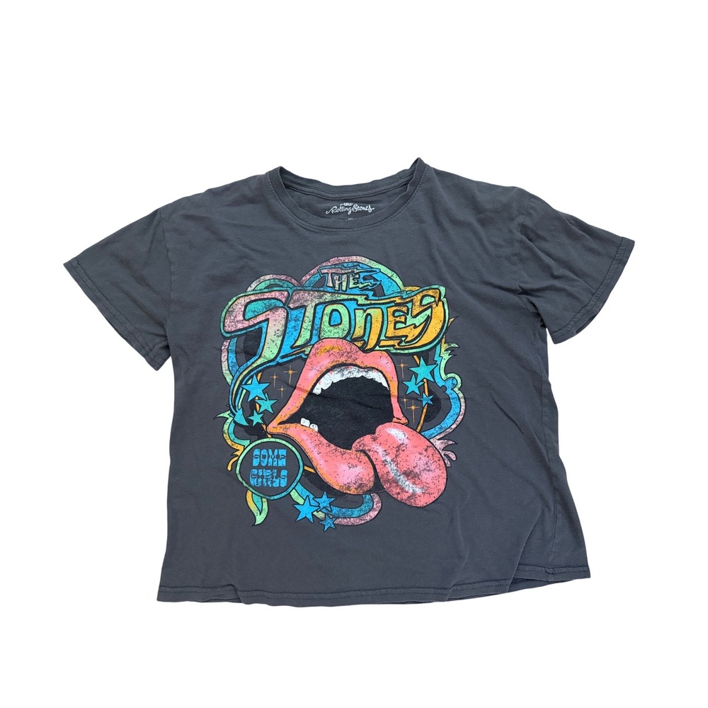 The Rolling Stones womens Graphic T-Shirt XL Gray Cotton Short Sleeve Tee